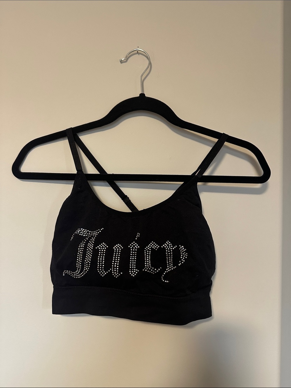 Juicy Couture Black Crystal Logo Bralette